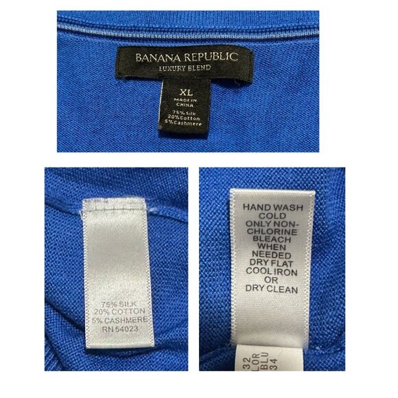 Banana Republic Luxury Blend V‑Neck Sweater XL Blue - Picture 3 of 8